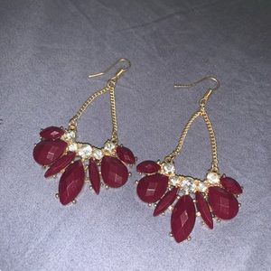 Burgundy/Gold Earrings